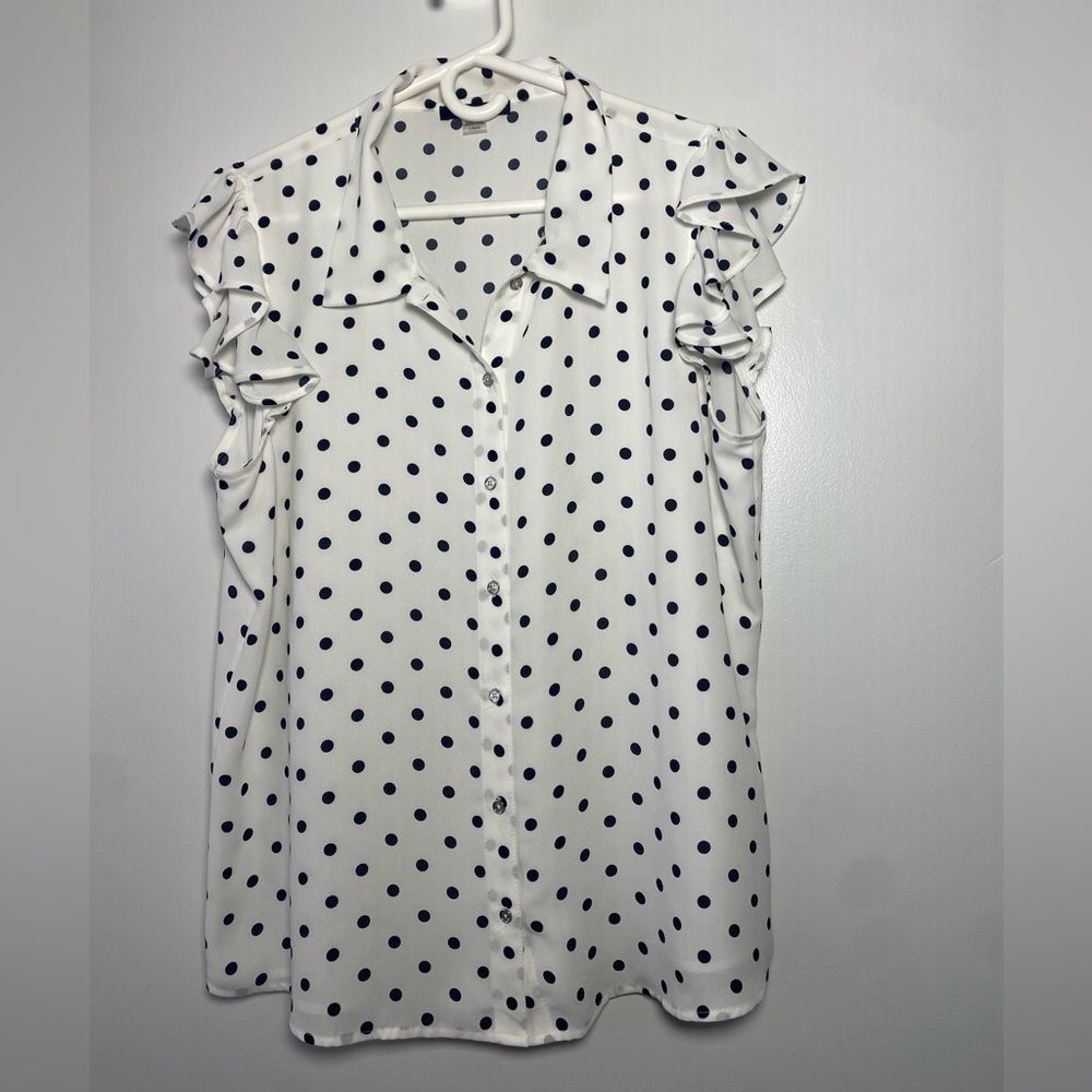 Tommy Hilfiger White Blouse with Black Polka Dots